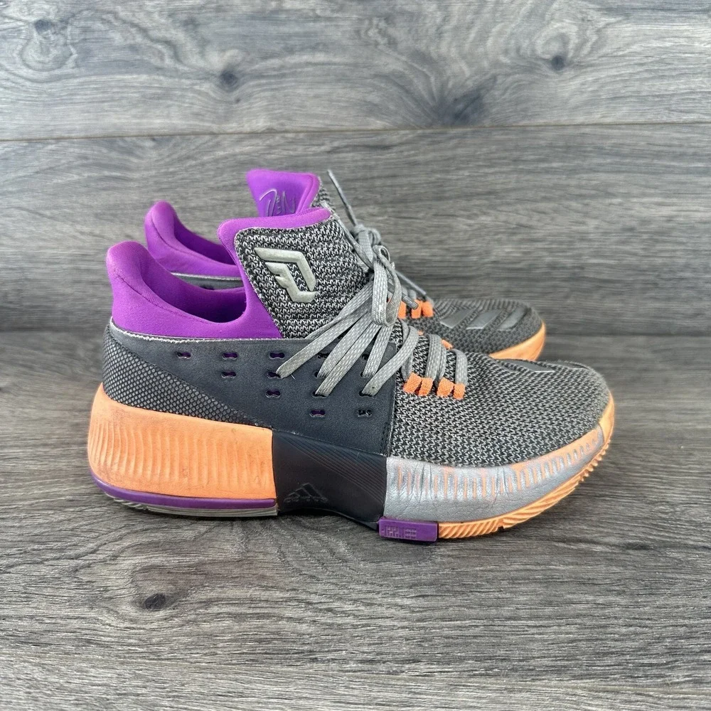 Adidas‎ Dame 3 Youth Basketball Shoes Size 4 Gray Purple Orange BB8270